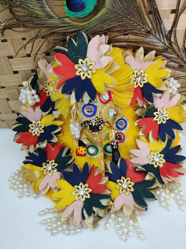 Yellow flower latkan laddu gopal dress - Bell bottom