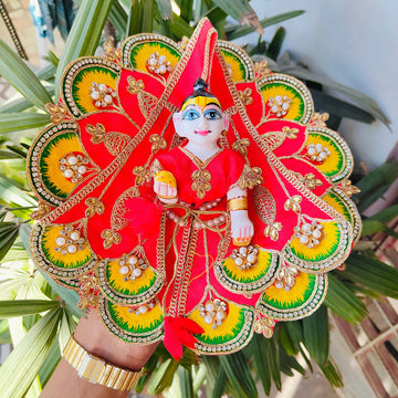 thread work summer special heavy dress with patka for laddu gopal ji