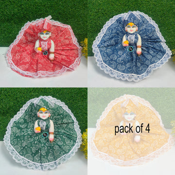 Summer printed cotton lace dress for laddu gopal ji pack of 4