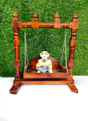 Unique design sheesham wood jhula for laddu gopal ji