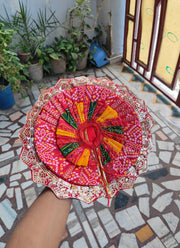 Heavy multi color laddu gopal bhandej dress with pagdi