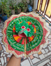 Heavy multi color laddu gopal bhandej dress with pagdi