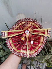 Fancy dress for laddu gopal ji in maroon color with patka and pagadi