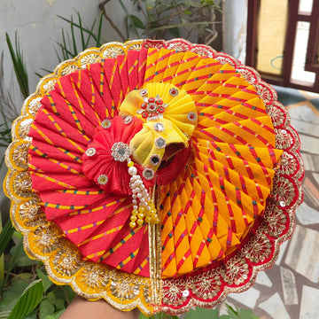 Heavy multi color laddu gopal bhandej dress with pagdi