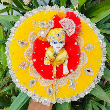Janmashtami special yellow and red lace dress  for laddu gopal ji with pagdi and choli
