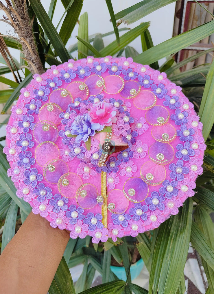 Pink lavender leaf dress for laddu ji 