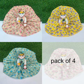 Flower print cotton dress for laddu gopal ji pack of 4