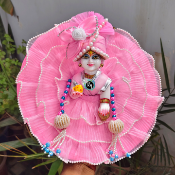 Summer special baby pink moti lace dress with pagdi choli and patka