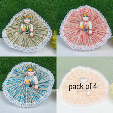 Summer cotton lace dress for laddu gopal ji pack of 4