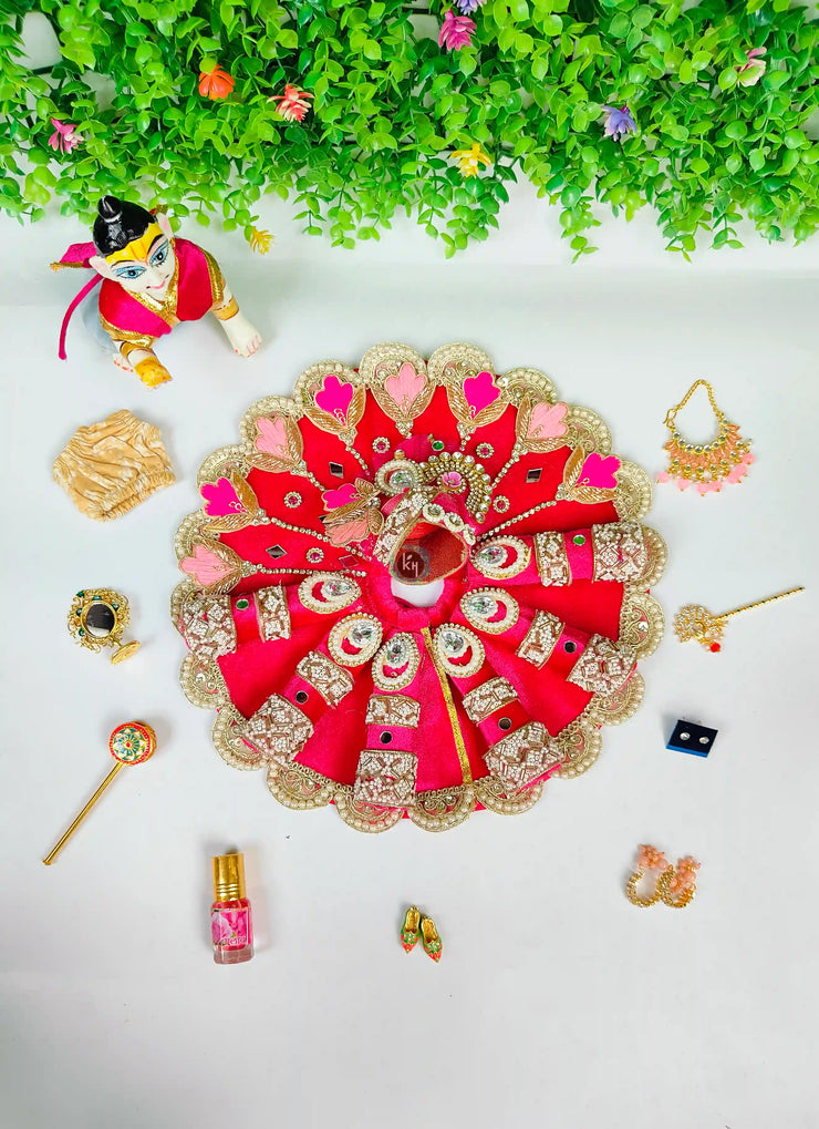 Janmashtami Special Combo For Laddu ji with Heavy Rani Shaneel Dress and Accessories