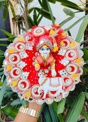 Cow Patch with white round red dress for laddu ji 