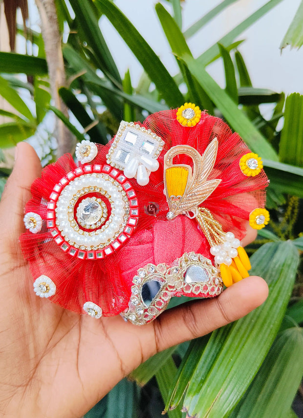 Heavy red pagdi for laddu ji 
