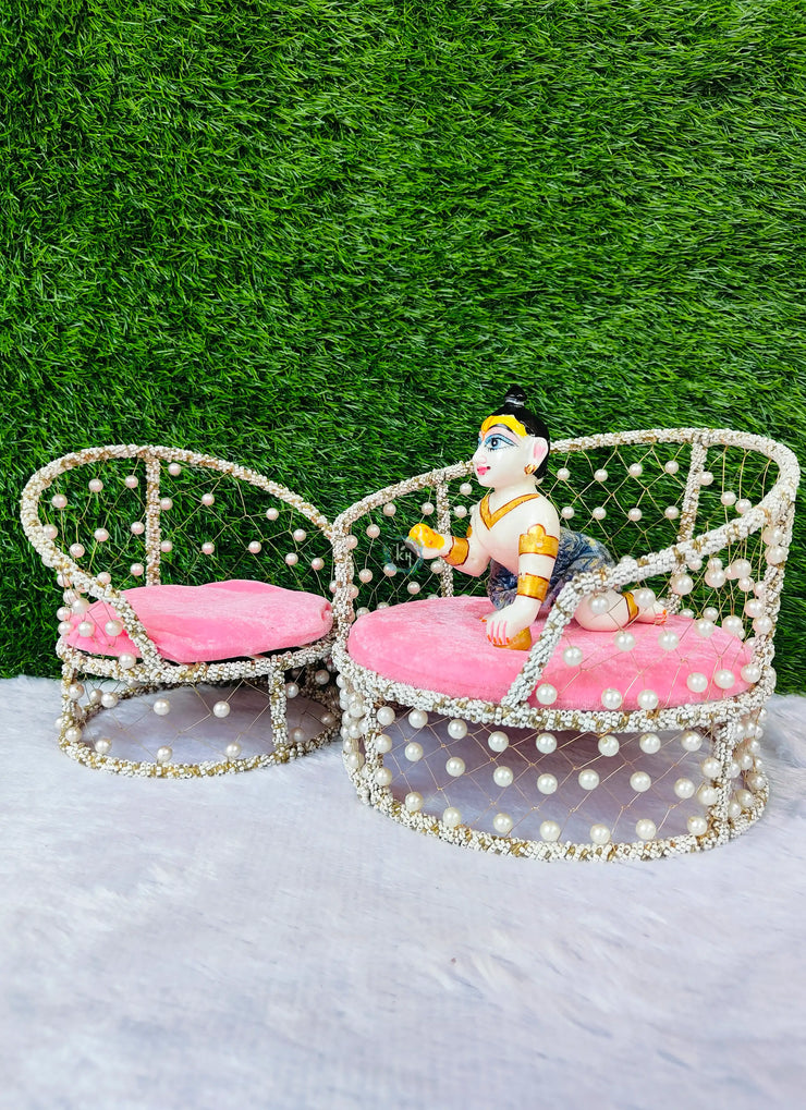 White Baby Pink Sofa for laddu ji 