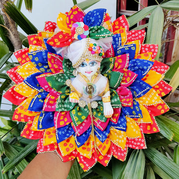 Bandhej full patti dress for laddu gopal with pagdi and choli