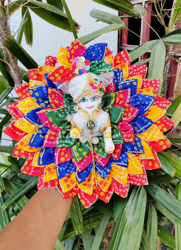 Bandhej full patti dress for laddu gopal with pagdi and choli