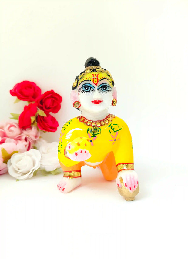 Laddu gopal ji fibre idol with dress & makeup ( 6 no.)