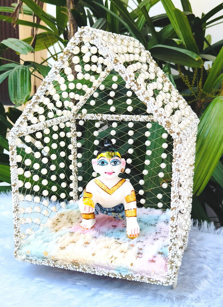 white jems jhopdi unique design for laddu gopal ji