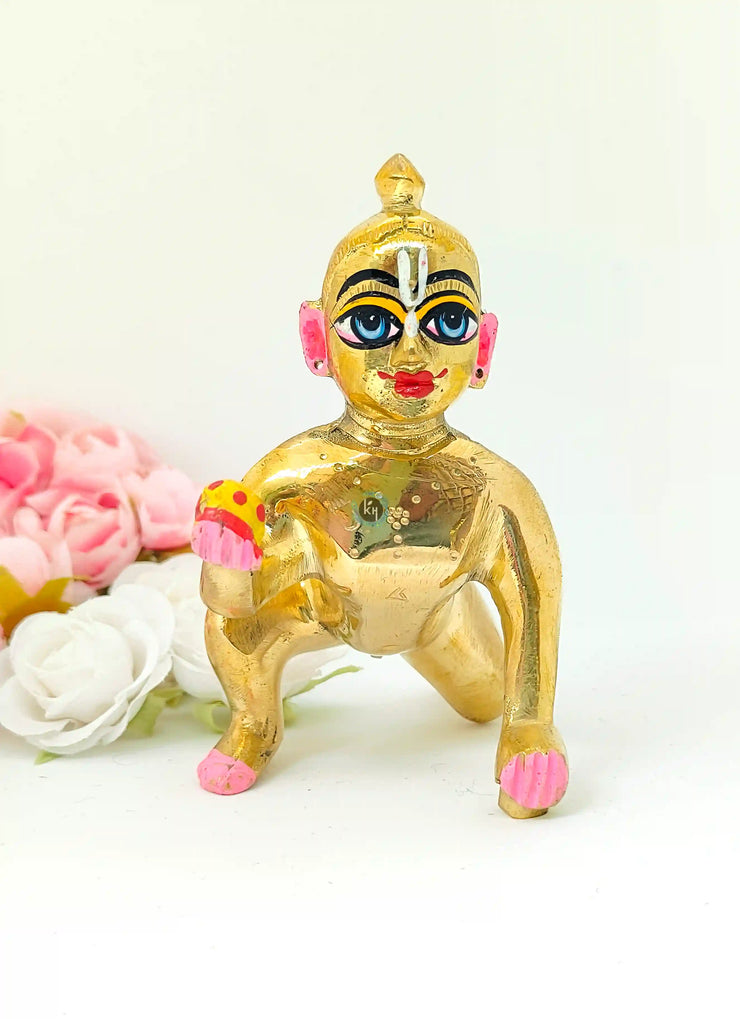 Laddu gopal ji silver idol with makeup (0 to 5 no.)