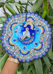 Sky blue lace dress for laddu gopal ji with pagdi and choli