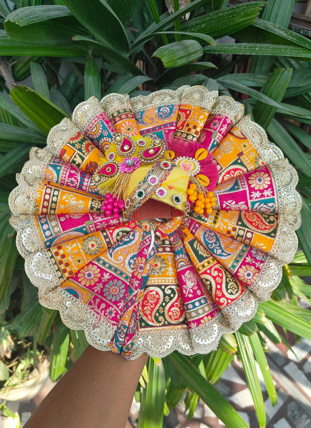 Brocade fabric pretty color poshak for laddu gopal ji with pagdi and choli