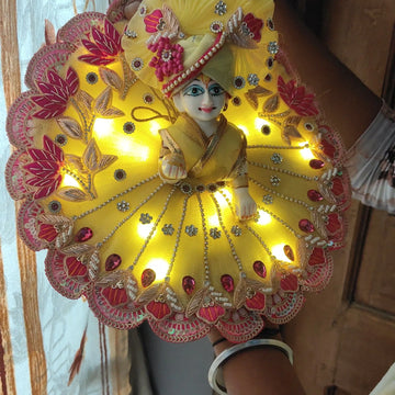Festival special lemon and rani combination light dress for laddu gopal ji with pagdi and choli