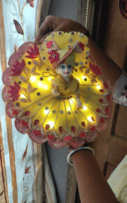 Diwali special lemon and rani combination light dress for laddu gopal ji wih pagdi and choli