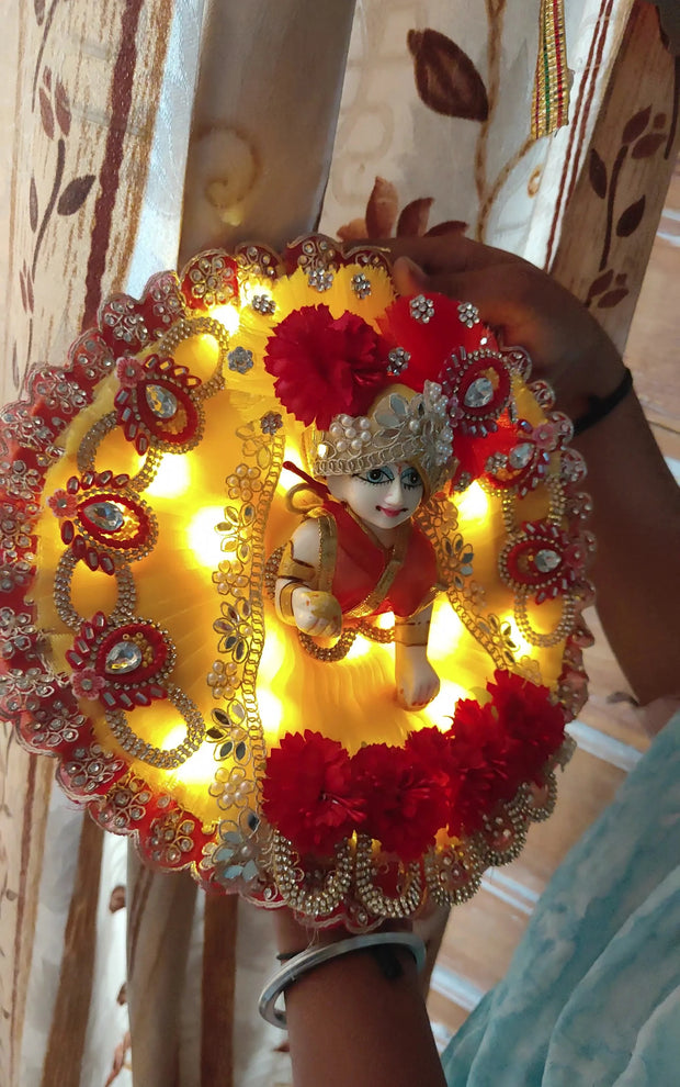 Diwali special yellow light dress for laddu gopal ji with pagdi and choli