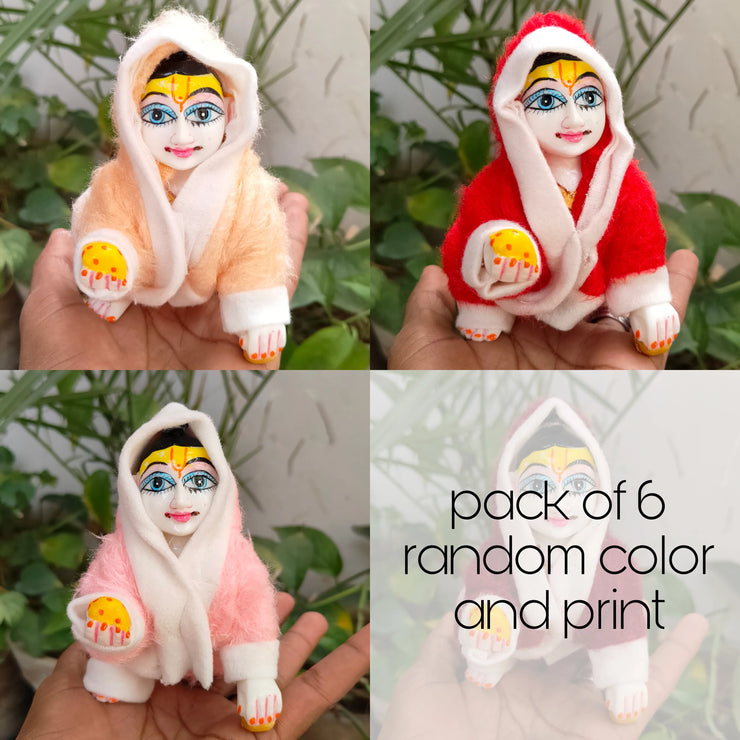 Laddu gopal monkey suit for winter pack of 6 (RANDOM PRINT AND COLOUR)