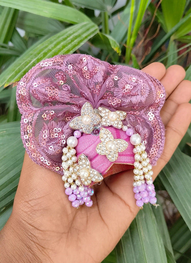 Lavender full lace dress for laddu gopal ji with fancy pagdi and choli