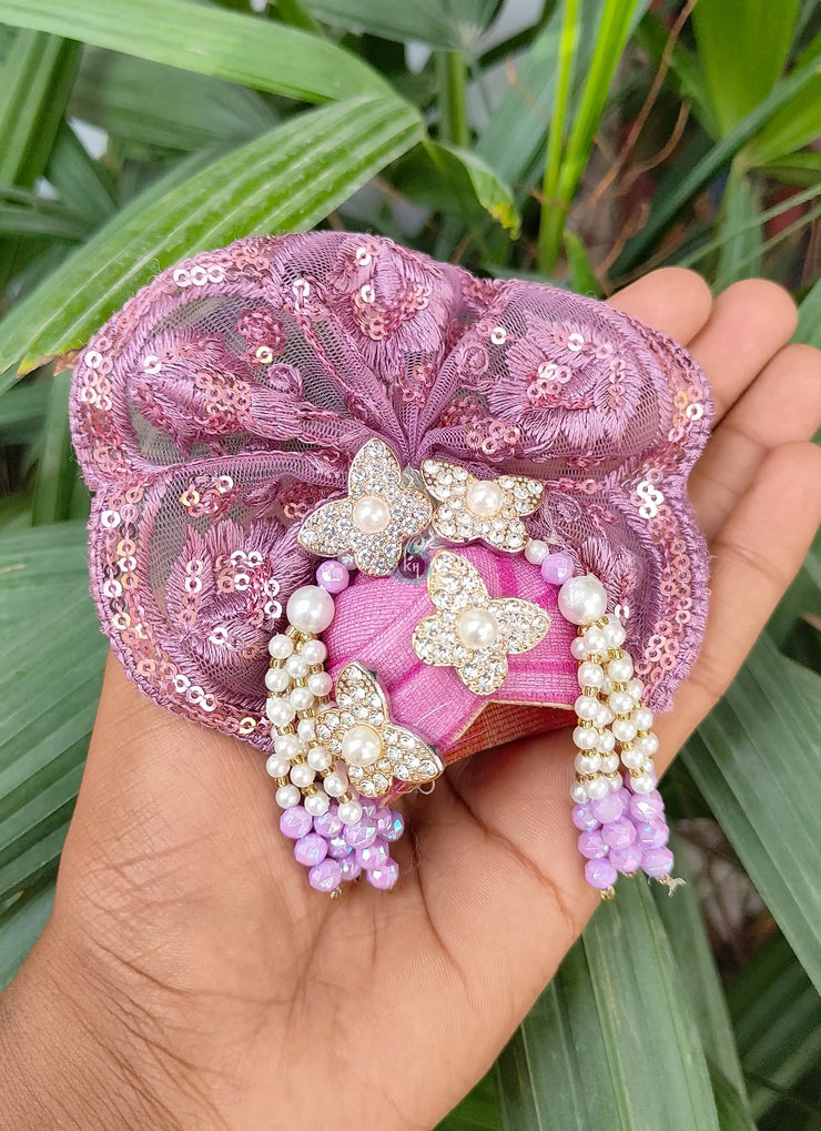 Lavender full lace dress for laddu gopal ji with fancy pagdi and choli