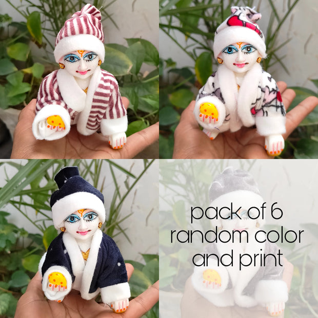 Laddu gopal night suit for winter pack of 6 (RANDOM PRINT AND COLOUR)