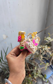 Festive special laddu patch heavy dress for laddu gopal ji with pagdi and choli