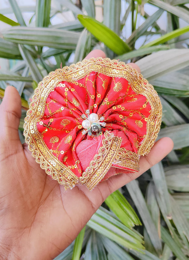 Red color fancy dress for laddu gopal ji with patka, pagdi and choli
