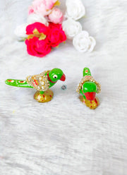 Brij Sugandha Standing parrot Pair Khilona for Lord Krishna Temple & Janmashtmi Decoration