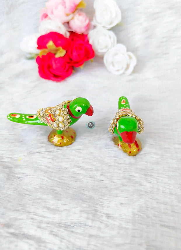 Brij Sugandha Standing parrot Pair Khilona for Lord Krishna Temple & Janmashtmi Decoration