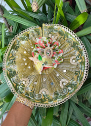 Fancy green dress for laddu gopal ji with pagdi and choli