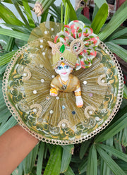 Fancy green dress for laddu gopal ji with pagdi and choli