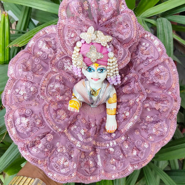 Lavender full lace dress for laddu gopal ji with fancy pagdi and choli