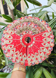 Multi lace with golden stone work dress for laddu ji 