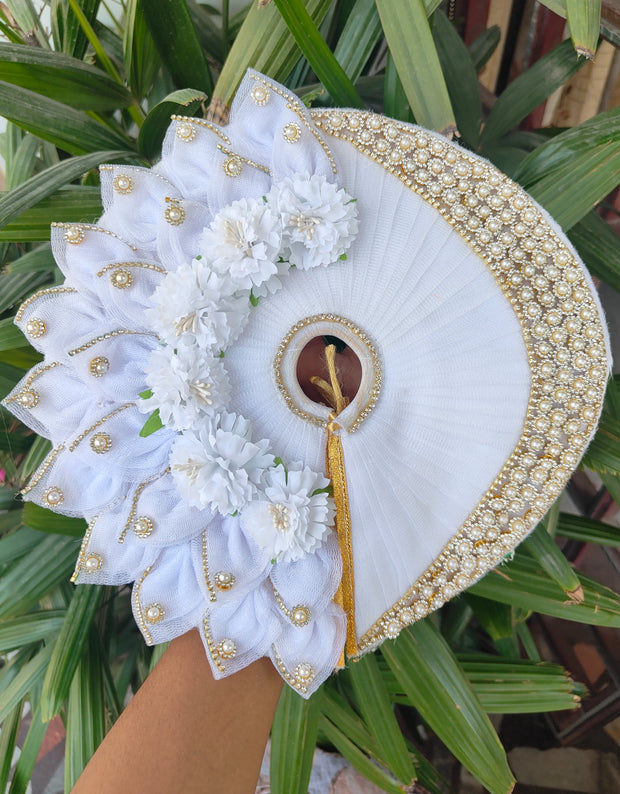 Sharad purnima special white moon dress for laddu gopal ji with pagdi and choli