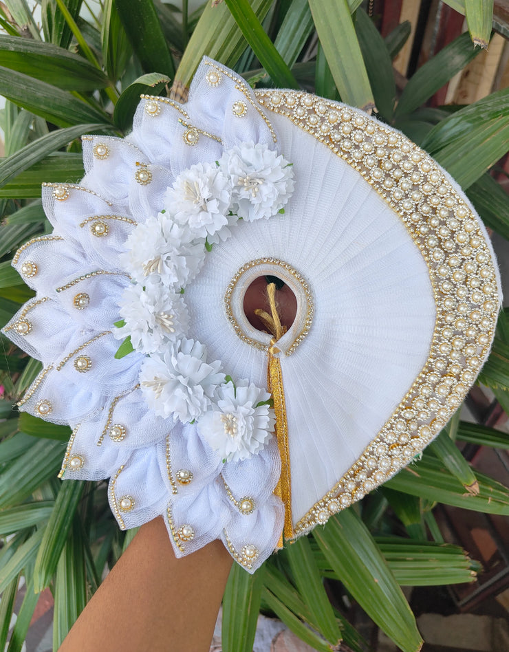 Sharad purnima special white moon dress for laddu gopal ji with pagdi and choli