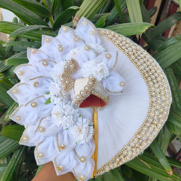 Sharad purnima special white moon dress for laddu gopal ji with pagdi and choli
