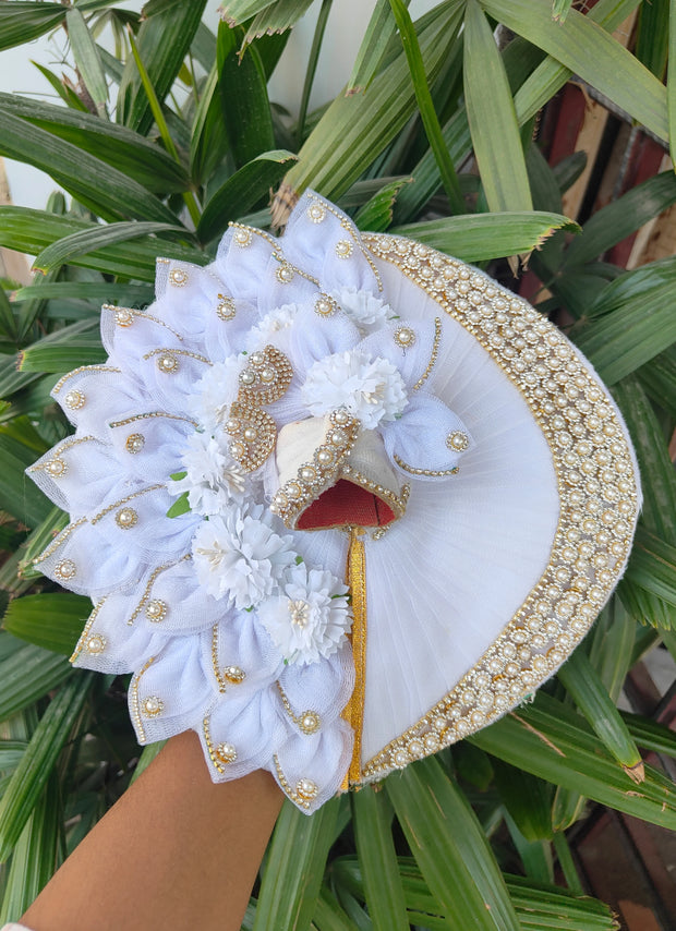 Sharad purnima special white moon dress for laddu gopal ji with pagdi and choli