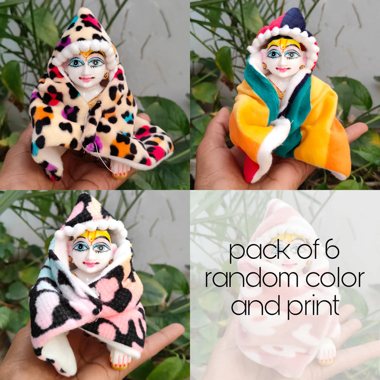 Laddu gopal shawl ponchu for winter pack of 6 (RANDOM PRINT AND COLOUR)