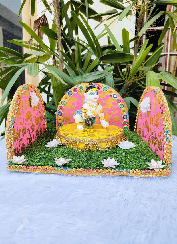 Park green maharaja singhasan single seat for laddu gopal ji (0-6 NUMBER)