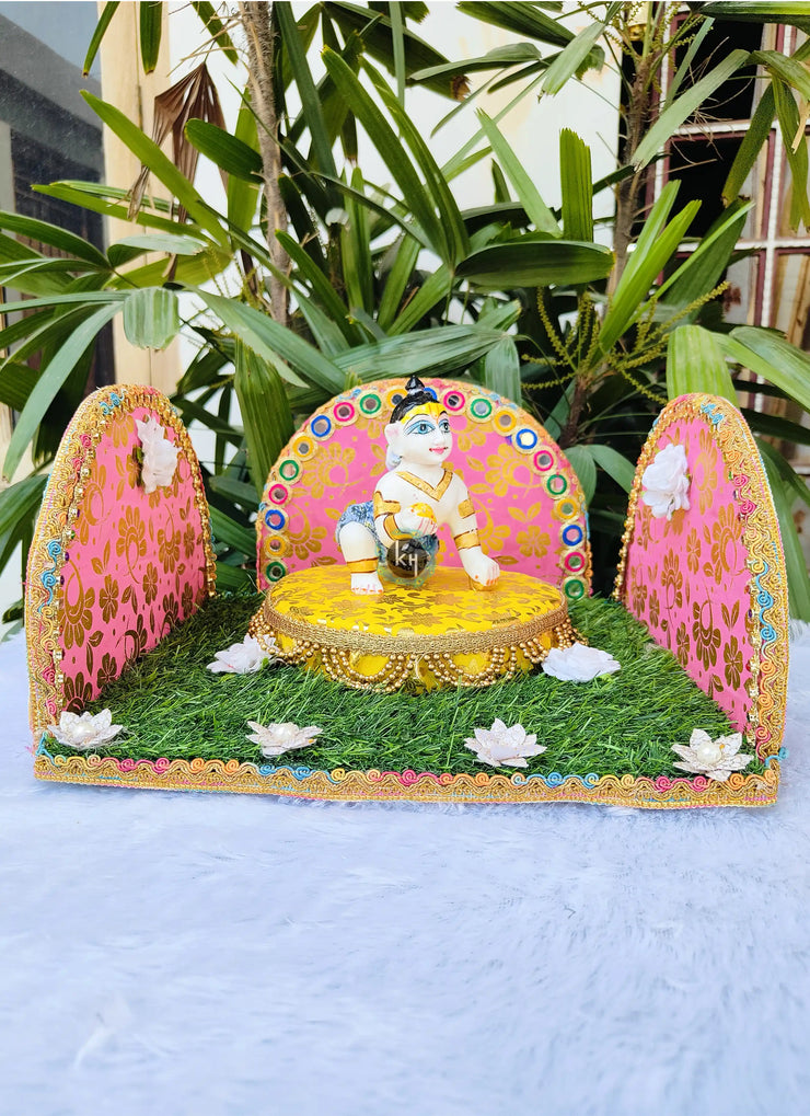 Park green maharaja singhasan single seat for laddu gopal ji (0-6 NUMBER)