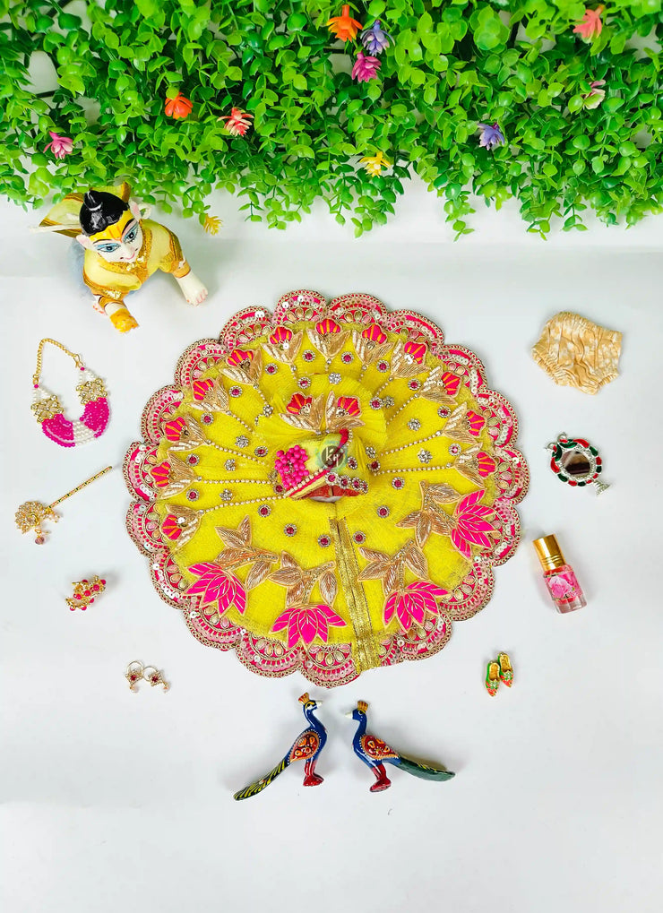 Janmashtmi Speacial Combo For Laddu Ji With Lemon Rani Dress And Accessories