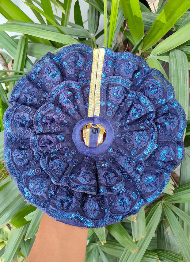 Navy blue full lace dress for laddu gopal ji with fancy pagdi and choli