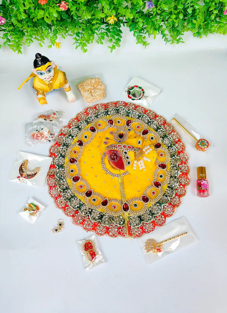 Janmashtami Special Combo For Laddu ji with Heavy Lace Dress and Accessories