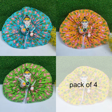 Summer lotus print bukram cotton dress for laddu gopal ji pack of 4